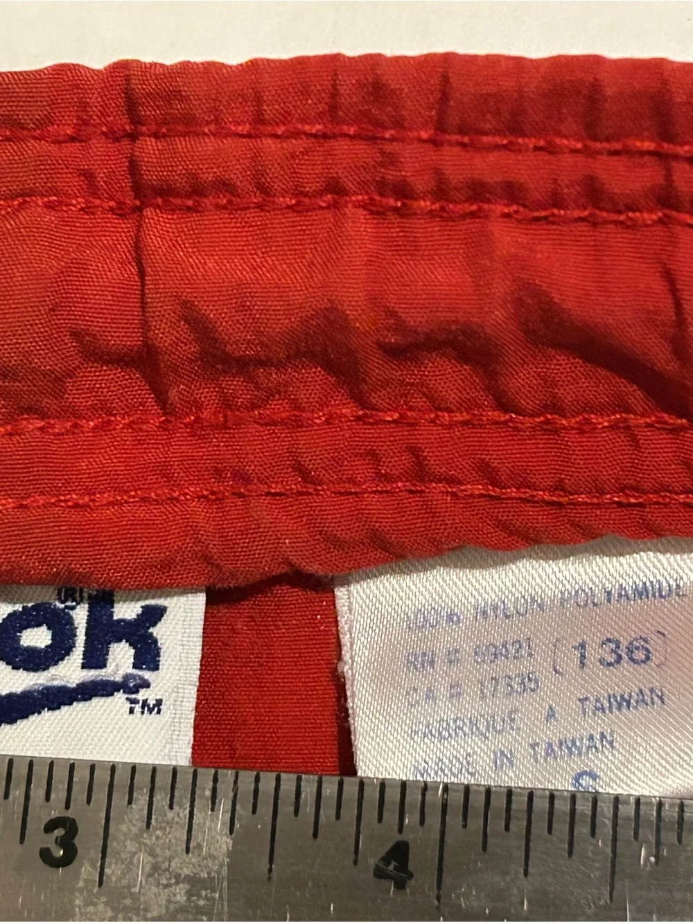 Vintage 80s 90s Small Reebok Red White Blue Nylon Trunks Shorts 136 Athletic